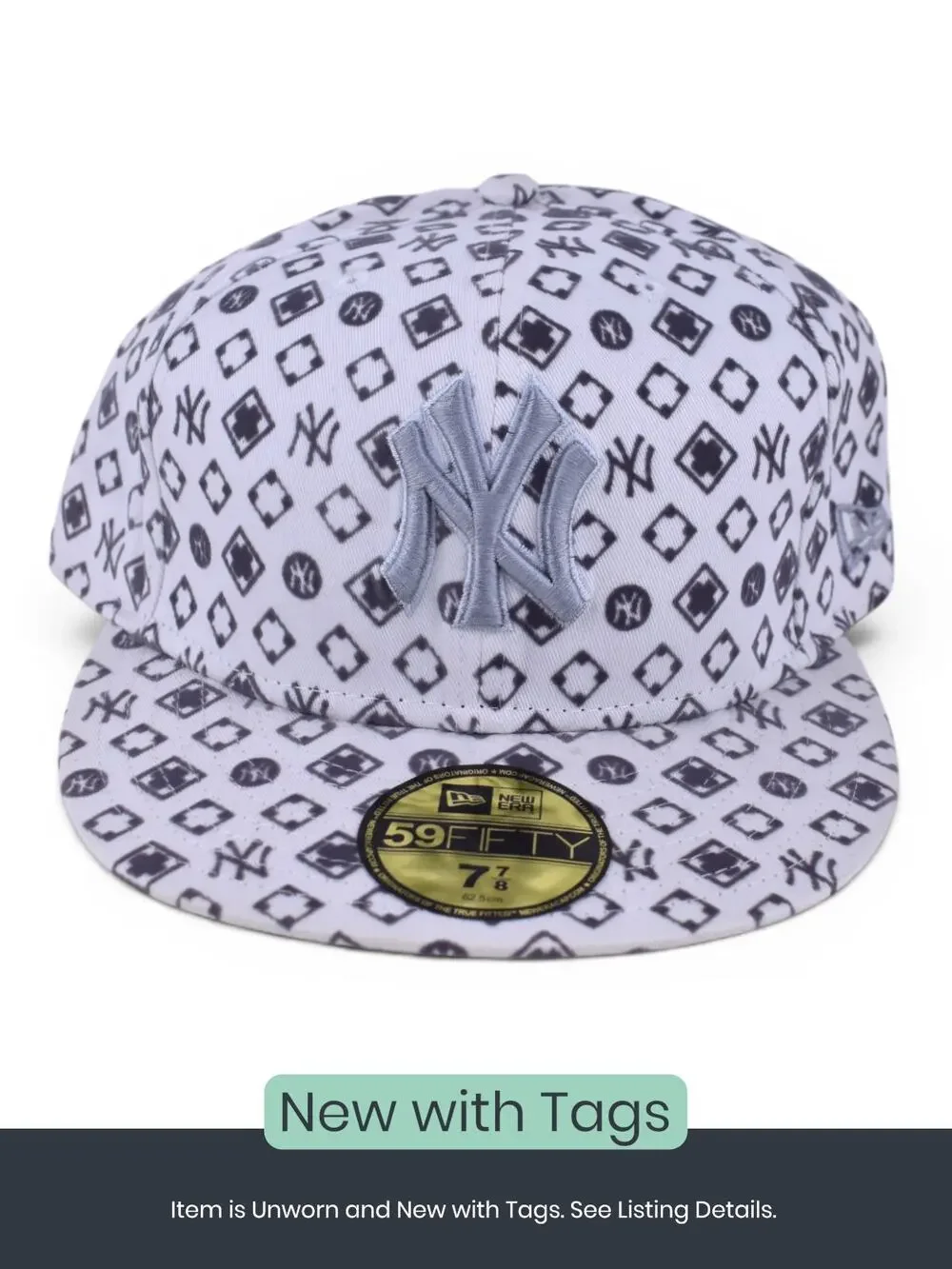 New Era New York Yankees Grey Monogram Fitted Cap, Size 7 7/8